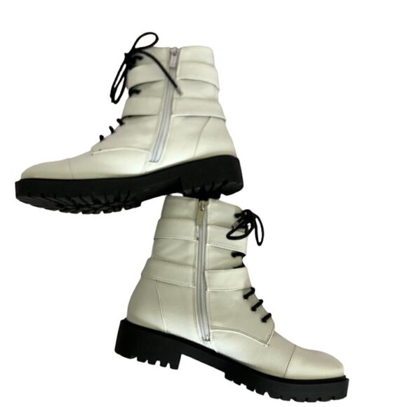 Jessica Simpson Kerina White Combat Boots 8 - Picture 3 of 6